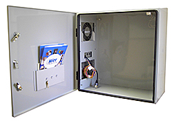 Mier stainless steel NEMA 4X enclosure with AC and heat.